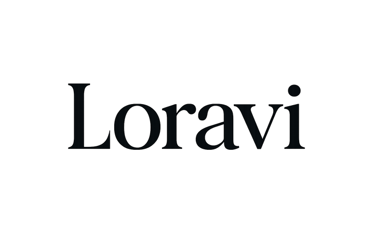 logo with name loravi only letters without background